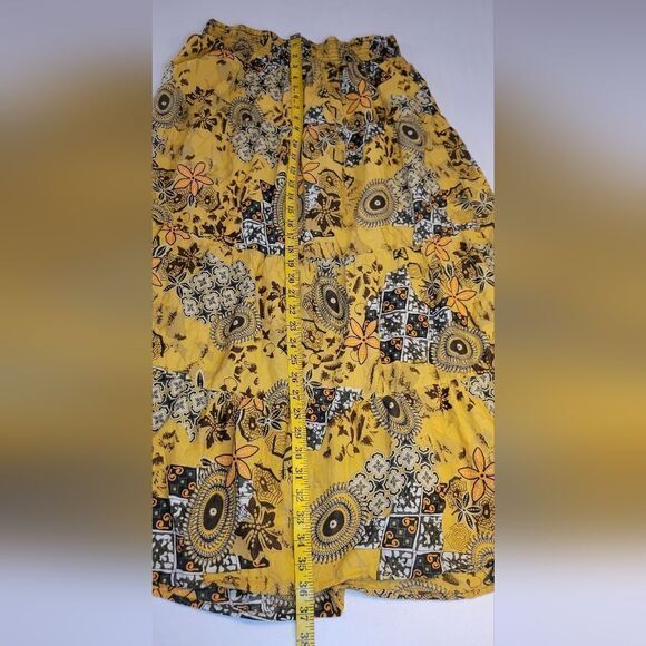 Pure Energy Teired Bohemian Western Maxi Skirt Sunflower Yellow Brown Floral - Picture 10 of 10